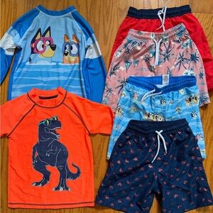 Floatimini Kids Swim Trunks Set - Blue, Red, Pink, Orange and rash guard 5/6